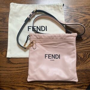 Fendi Baby Pink Leather Drawstring Crossbody / Shoulder Bag